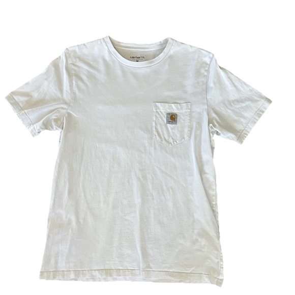 Carhartt T Shirt Mens M Light Gray Loose Fit Short Sleeve Workwear Pocket Heavy - Picture 1 of 7